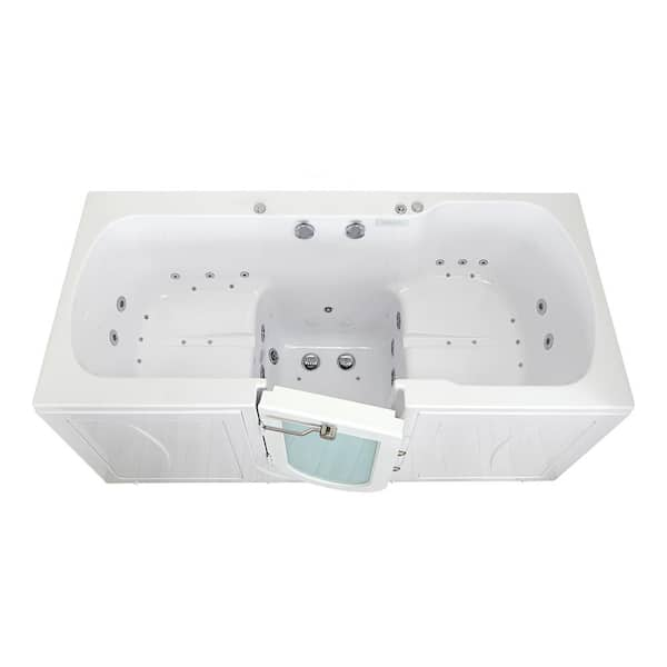 Ella Big4One 66 in. MicroBubble, Whirlpool and Air Bath Walk-In Bathtub in  White, Independent Foot Massage, Dual Drain OA3366TM5PL - The Home Depot