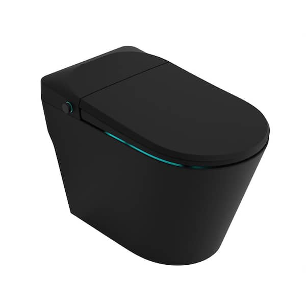 ANZZI Echo Elongated 1.28 GPF Smart Toilet Bidet in Matte Black with Auto Open, Auto Flush, Voice and Wifi Controls
