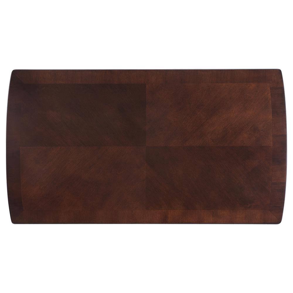 Marina Bowed Legs Cappuccino Finish Rectangular Coffee Table with Shelf