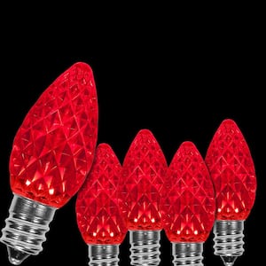 OptiCore C7 LED Red Faceted Christmas Light Bulbs (25-Pack)