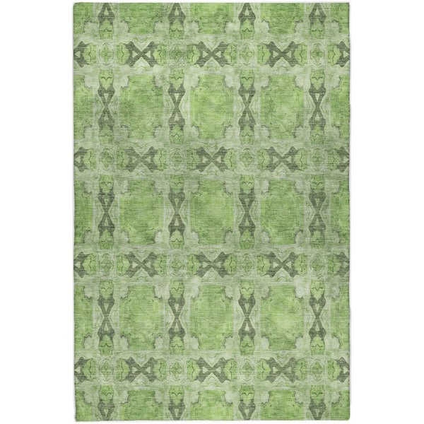 Dream Shag Premium Machine Washable Abstract ADS564 Green 10 ft. x 14 ft. Area Rug