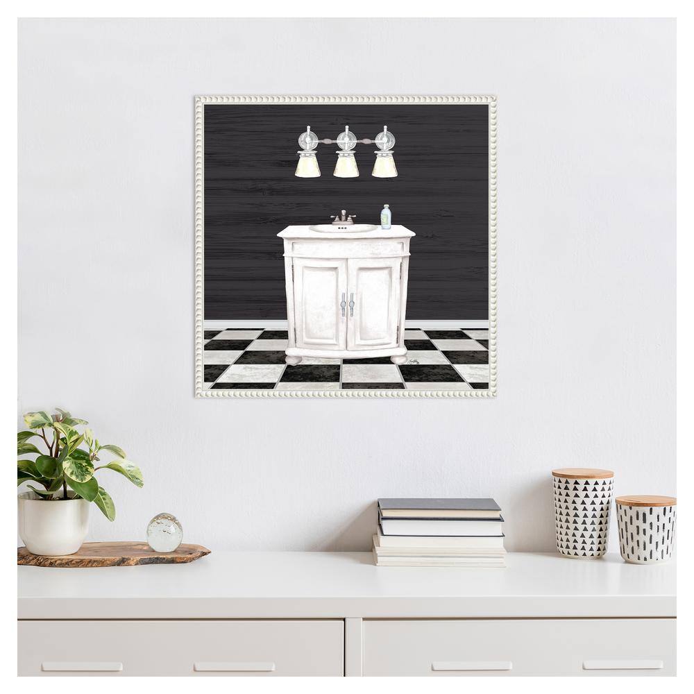 Modern Bathroom I White and Black Canvas Wall Art