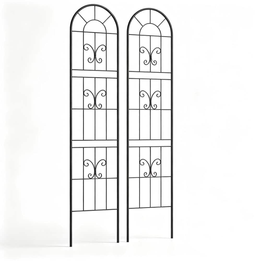 Elegant Black Decorative Garden Trellis Fence – 55 Inch Tall Metal Panels with Gate, Rustproof, No-Dig Setup, 2 Pack price history on PriceWatchPro
