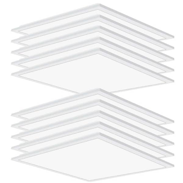 Honbei 10Pack 2 ft. x 2 ft. 5800 Lumens Integrated LED Panel Light, 5000K 2x2 LED Troffer Panel Lights for Kitchen, ETL Liated