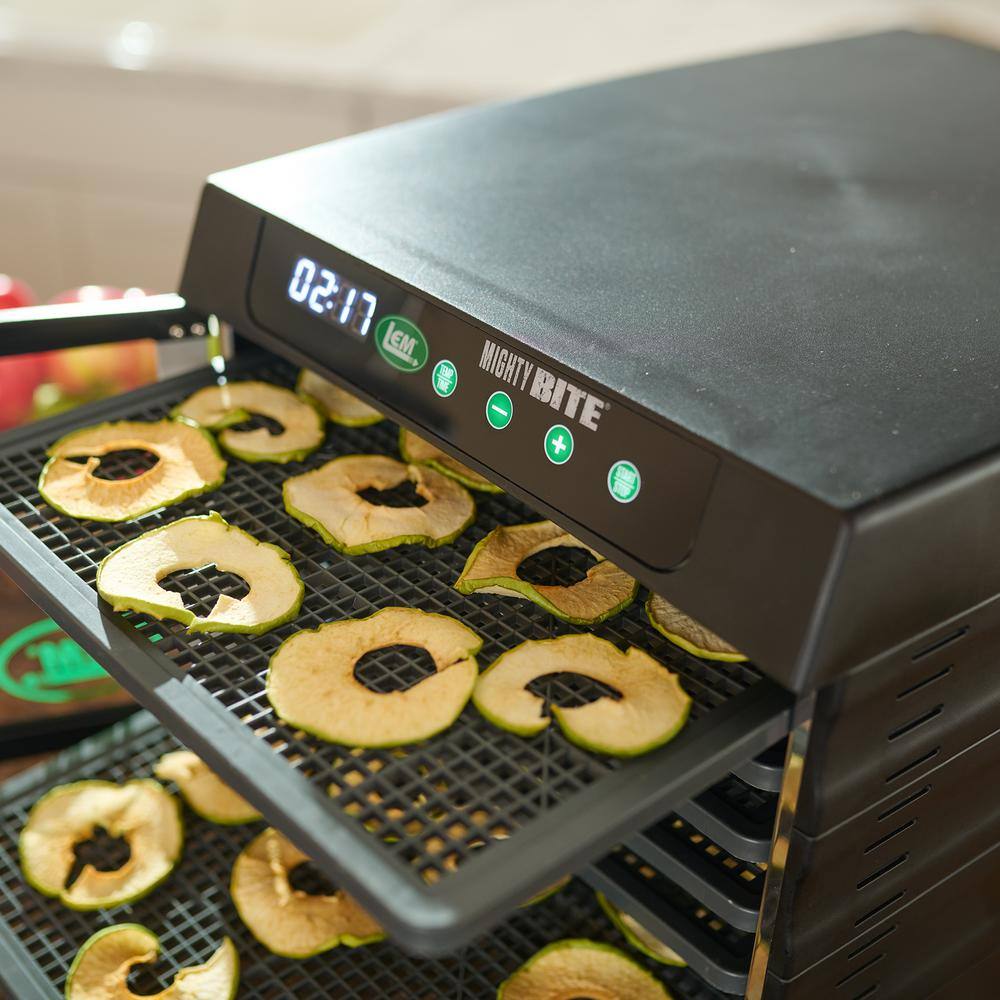 MightyBite 6-Tray Black Polypropylene Food Dehydrator with Timer