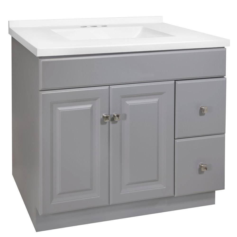 Wyndham 37 in. W Single 4 in. Centerset Sink Bathroom Vanity in Gray with W