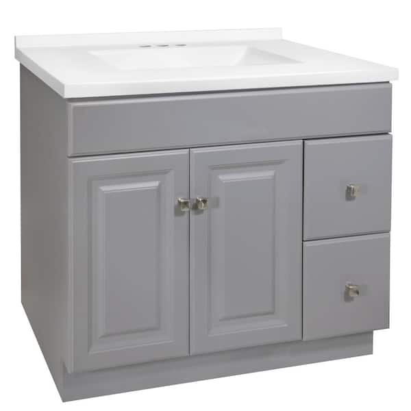 Design House Wyndham 37 in. W Single 4 in. Centerset Sink Bathroom Vanity in Gray with White Cultured Marble Top Assembled