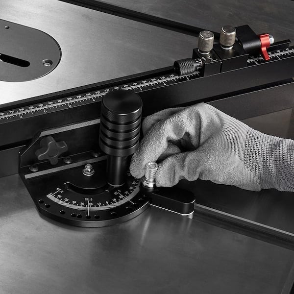 Precision Miter Gauge, Standard Slot 3/4 x 3/8in. Aluminum Alloy Table Saw Miter Gauge with 24in. Grating 15 Angle Stops