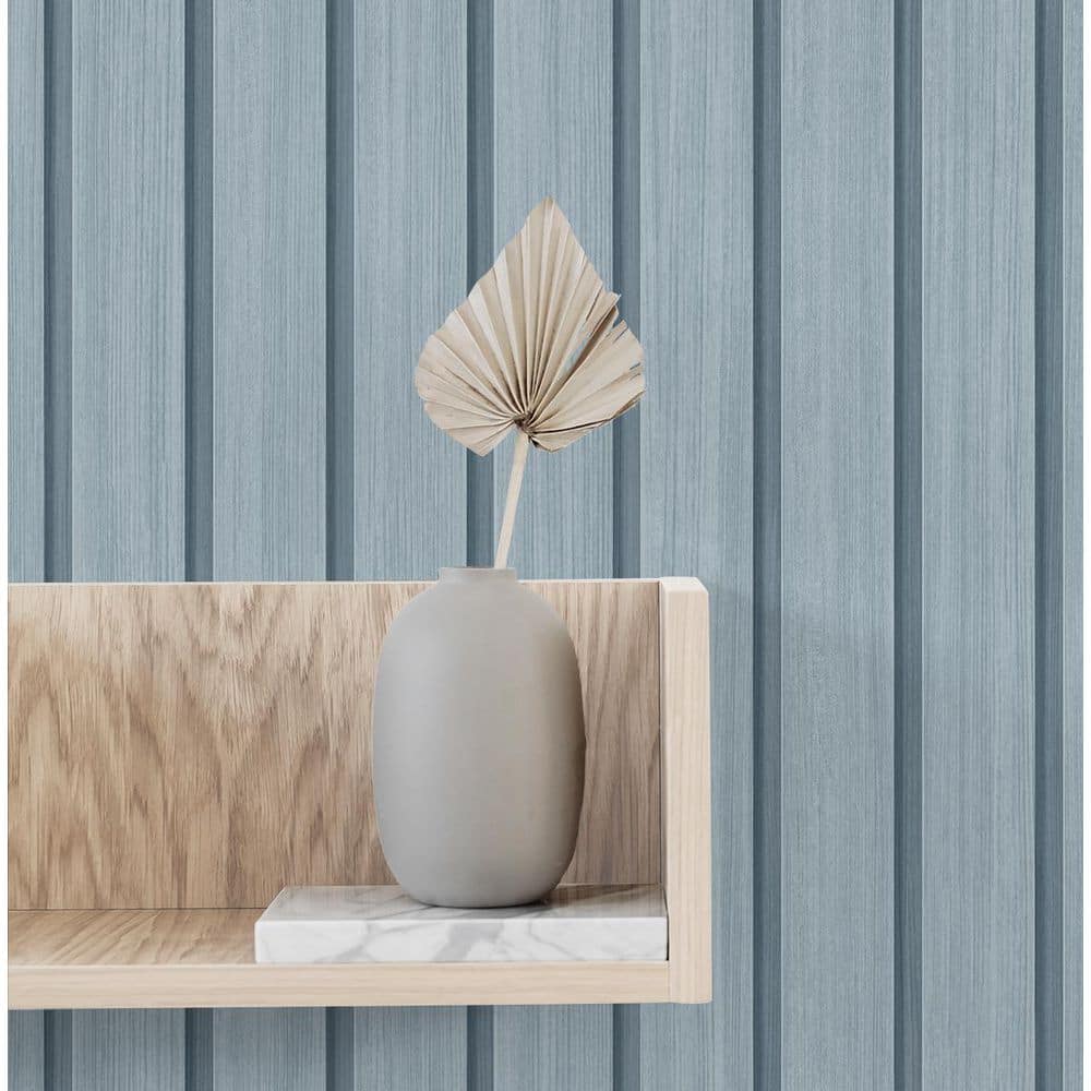 Blue Skies Faux Wood Slat Peel and Stick Wallpaper