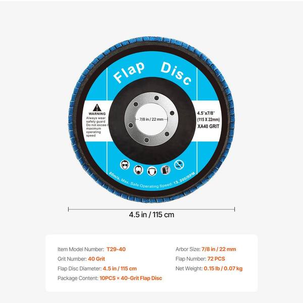 thumbnail image 2 of 10-Pack Goliath 4" Flap Discs – 40 Grit For Angle Grinder (Model FD440) Sanding & Grinding 2 of 2
