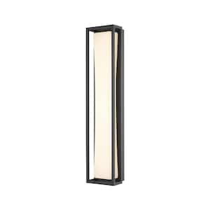 Baden Outdoor Black 24 in Outdoor Hardwired Cylinder Wall Sconce with Integrated LED
