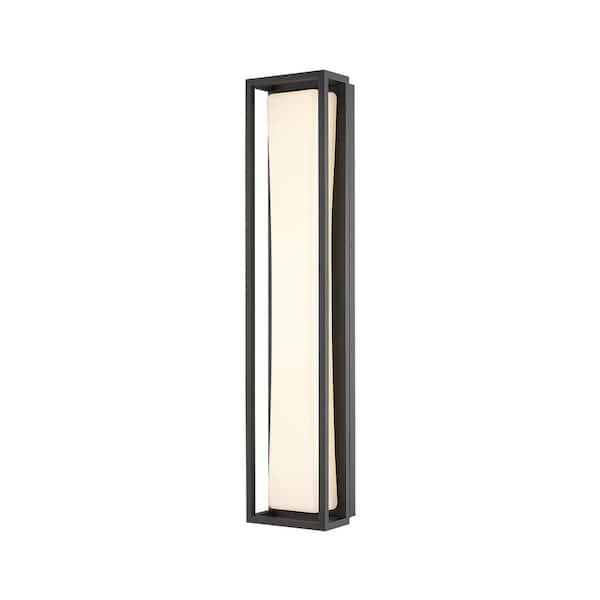 Unbranded Baden Outdoor Black 24 in Outdoor Hardwired Cylinder Wall Sconce with Integrated LED