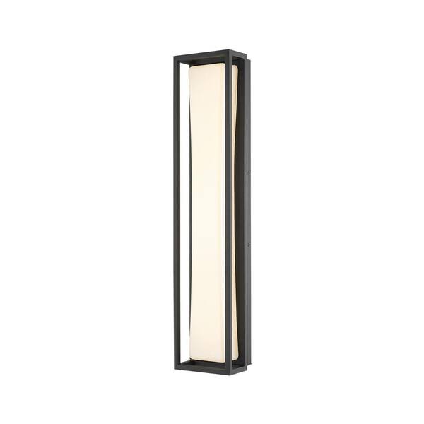 Unbranded Baden Outdoor Black 24 in Outdoor Hardwired Cylinder Wall Sconce with Integrated LED