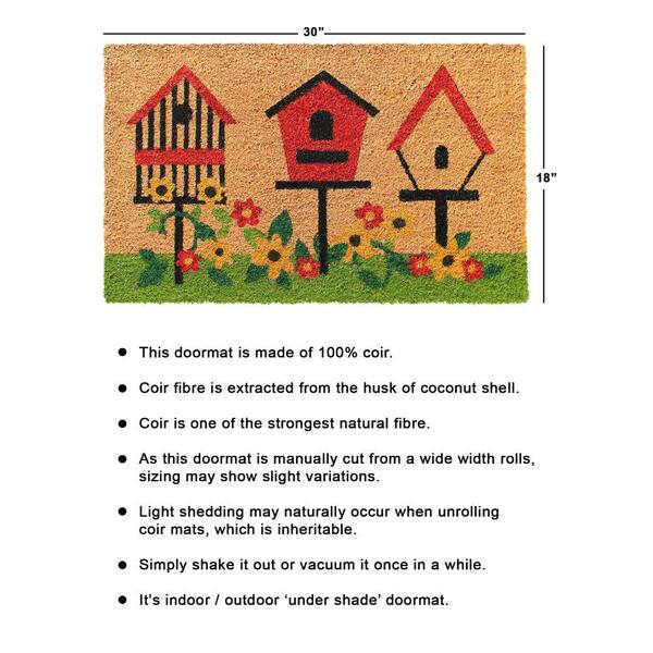 Welcome Birdhouse Garden Multi 18 in. x 30 in. Coir Non-Slip Outdoor Door Mat