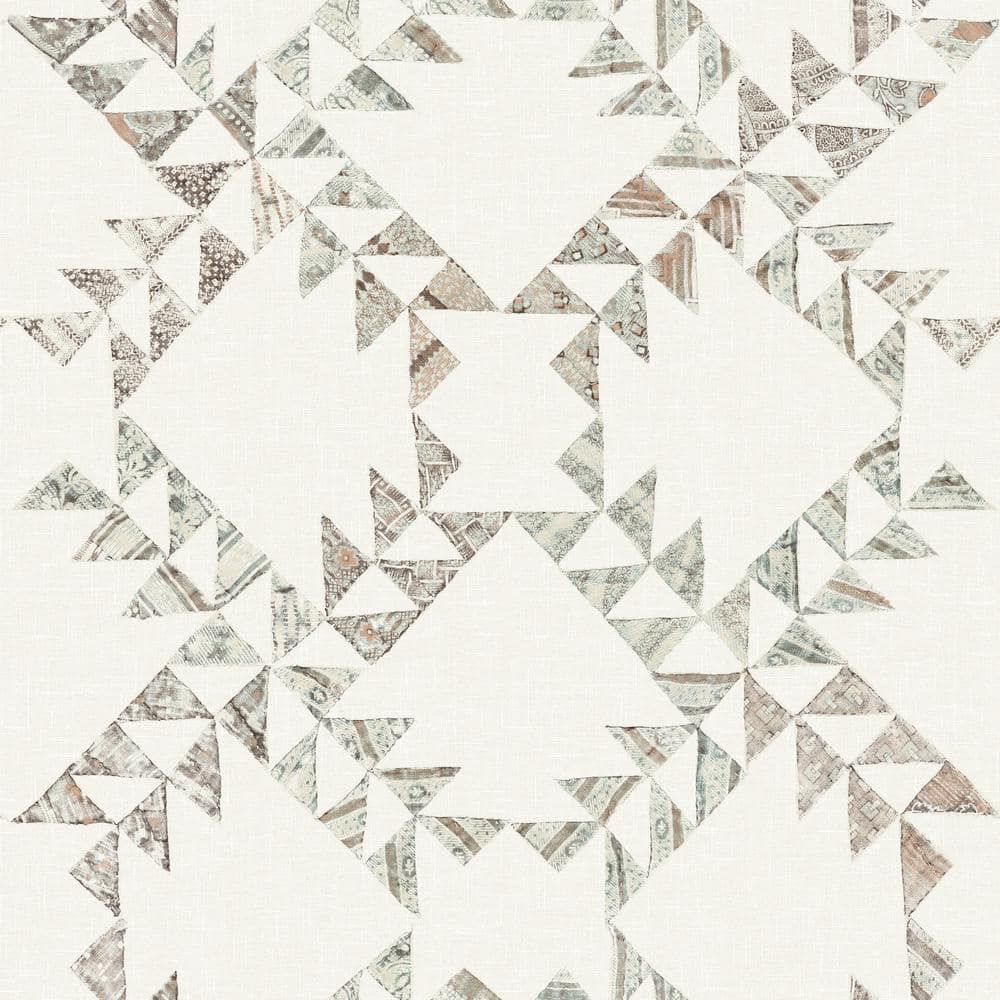 Chesapeake White and Brown Scrap Quilt Wallpaper Sample 414272631SAM