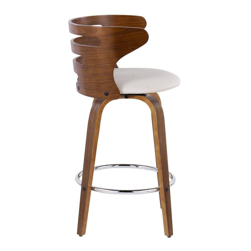 Cream Swivel Wood and Metal Counter Stool, 18" x 35"