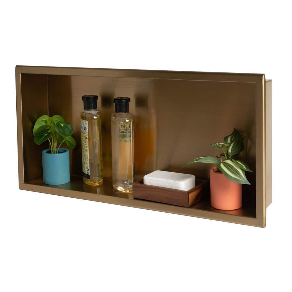 Brushed Gold Stainless Steel Wall Shower Niche