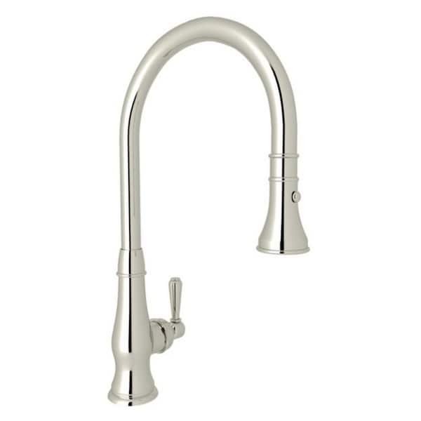 Rohl Italian Kitchen Patrizia Polished Chrome 1-Handle Deck-Mount Pull-Out Handle Kitchen Faucet Rohl Italian Kitchen Patrizia Polished Chrome 1-Handle Deck-Mount Pull-Out Handle Kitchen Faucet