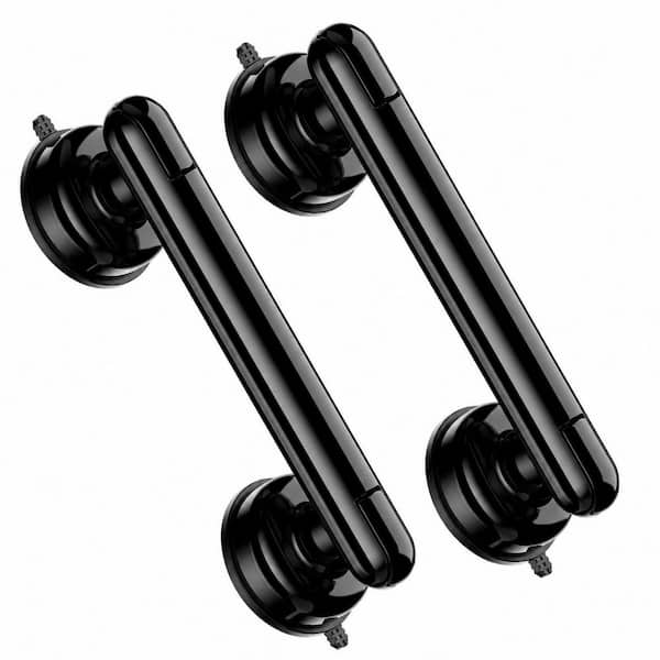 2-Pack Suction Grab Bars for Shower, Heavy-Duty No-Drill Bathroom Safety Handles for Elderly and Handicap, Black