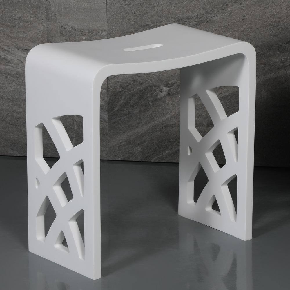 White Matte Resin Bathroom and Shower Stool