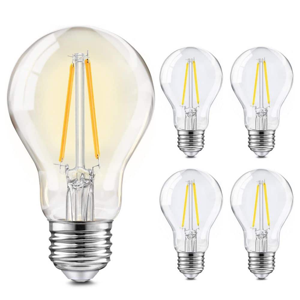 60-Watt Equivalent A19 Non-Dimmable Clear Glass Filament LED Light Bulb Daylight 5000K (4-Pack) price history on PriceWatchPro