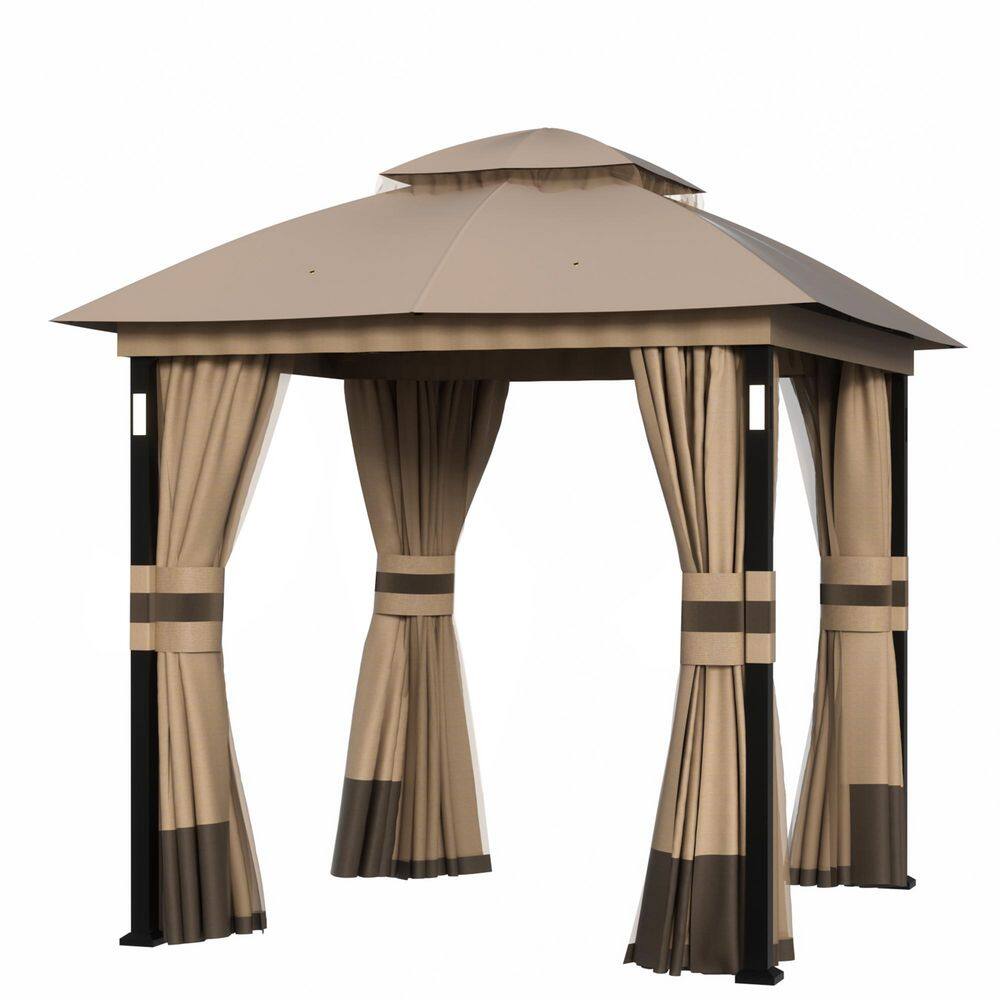 Ultra Series Patio Gazebo 8 ft. x 8 ft. with LED Lights and Bluetooth Speaker, Netting and Curtains, Khaki price history on PriceWatchPro