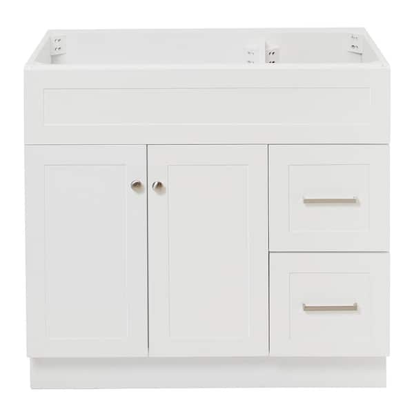 ARIEL Hamlet 36 in. W x 21.5 in. D x 34.5 in. H . Bath Vanity Cabinet without Top in White