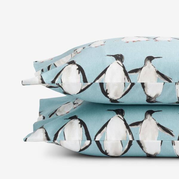 The Company Store Legends Hotel Penguin Play Velvet Flannel Gray Cotton King Pillowcases (Set of 2)