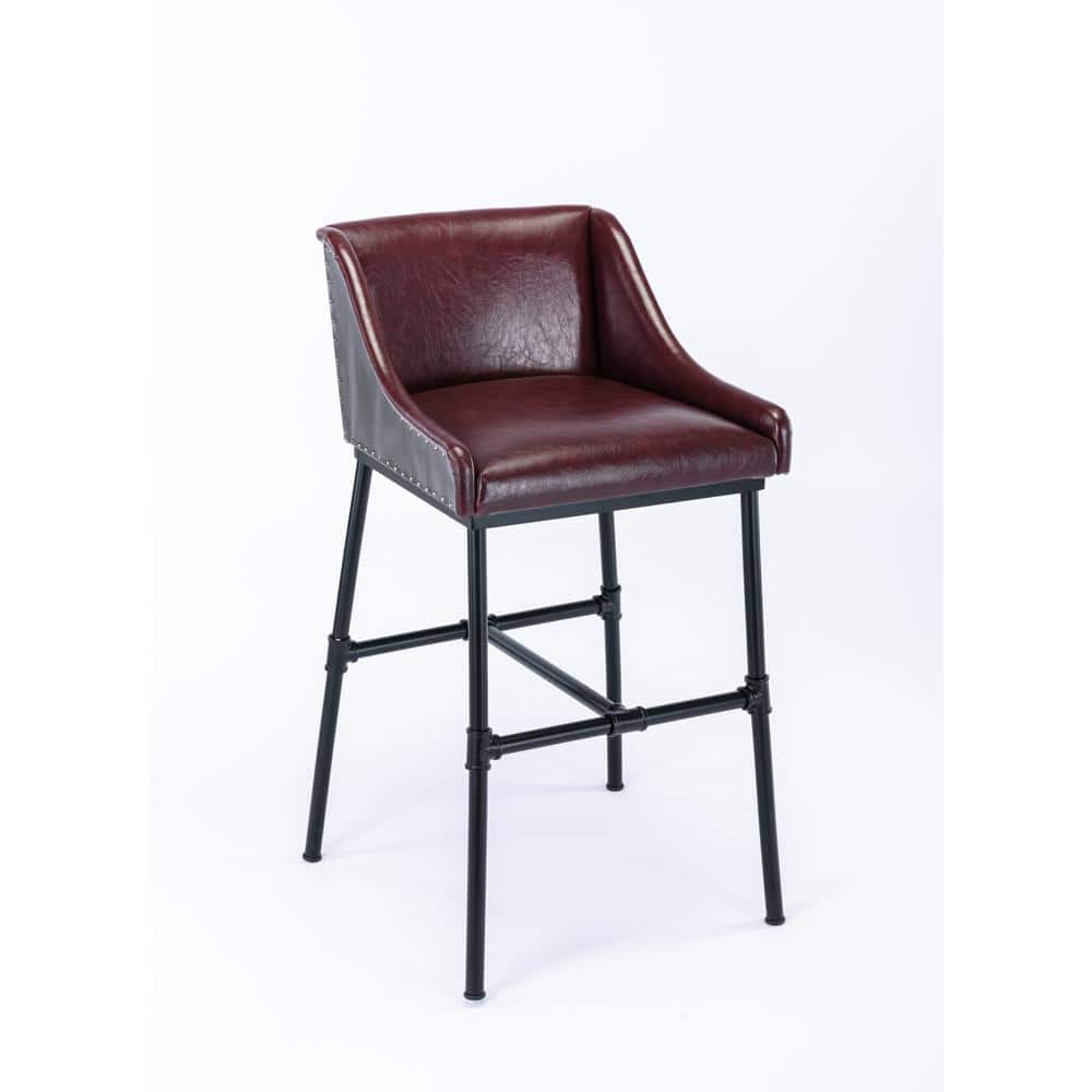 Parlor Faux Leather Adjustable Barstool: Boraam, Foam-Padded, Metal Frame, 18"-30" Height