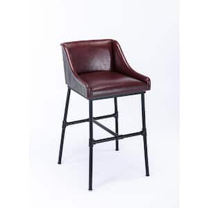 Parlor 31 in. H Burgundy Metal Adjustable Bar Stool