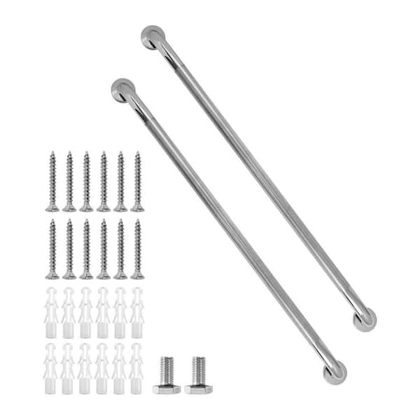 Lynzavix 39.4 in. Bathroom Shower Handrails Grab Bar with Anti-Slip Grip for Elderly and Disabled in Chrome (2-Piece)