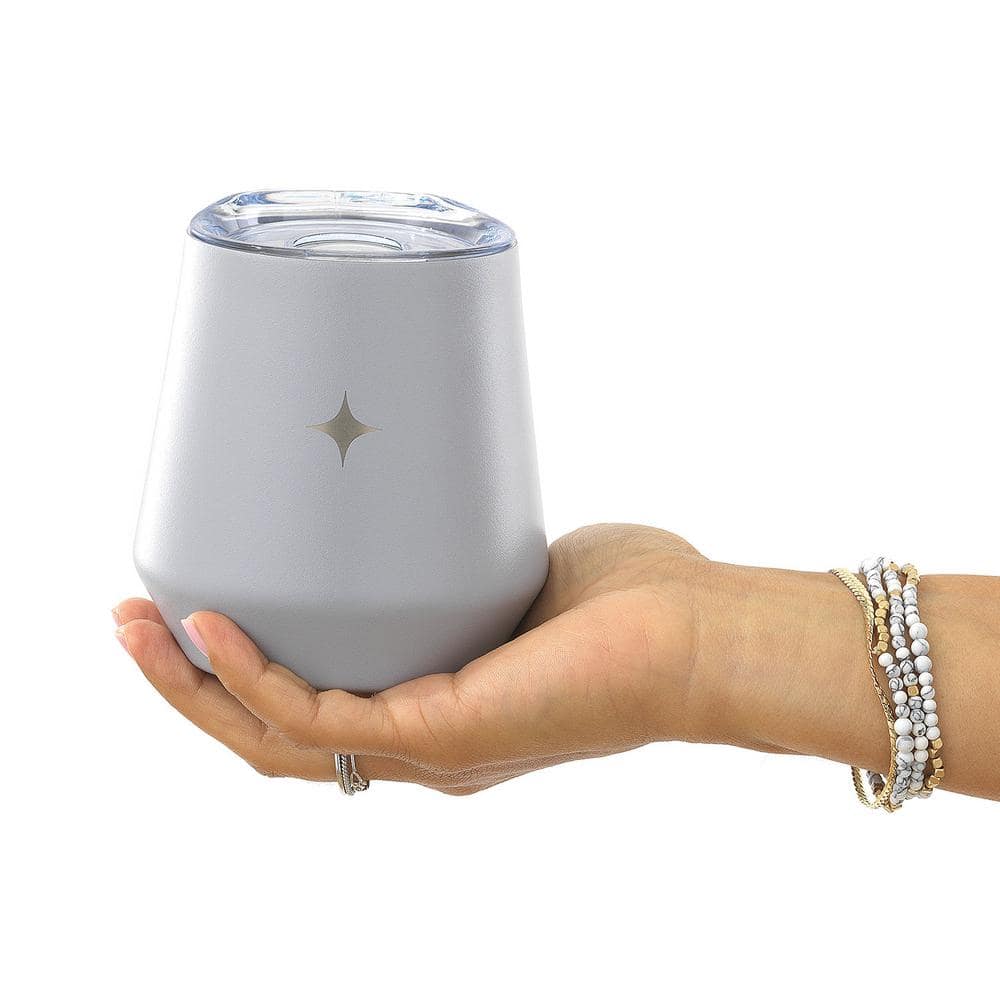 12 oz Grey Triple Insulated Stainless Steel Wine Tumbler with Lid