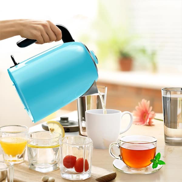 Galanz 8-Cup Retro Blue Corded Electric Kettle with Auto Shut Off