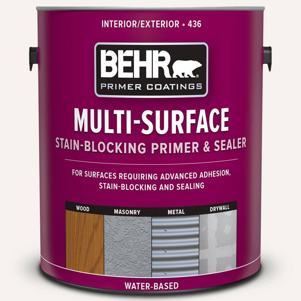 BEHR 1 Gal. White Acrylic Interior/Exterior Multi-Surface Stain-Blocking  Primer and Sealer 43601 - The Home Depot