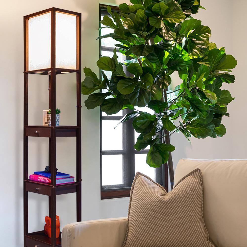 Kids' Energy Star White LED Shelf Floor Lamp with Drawer
