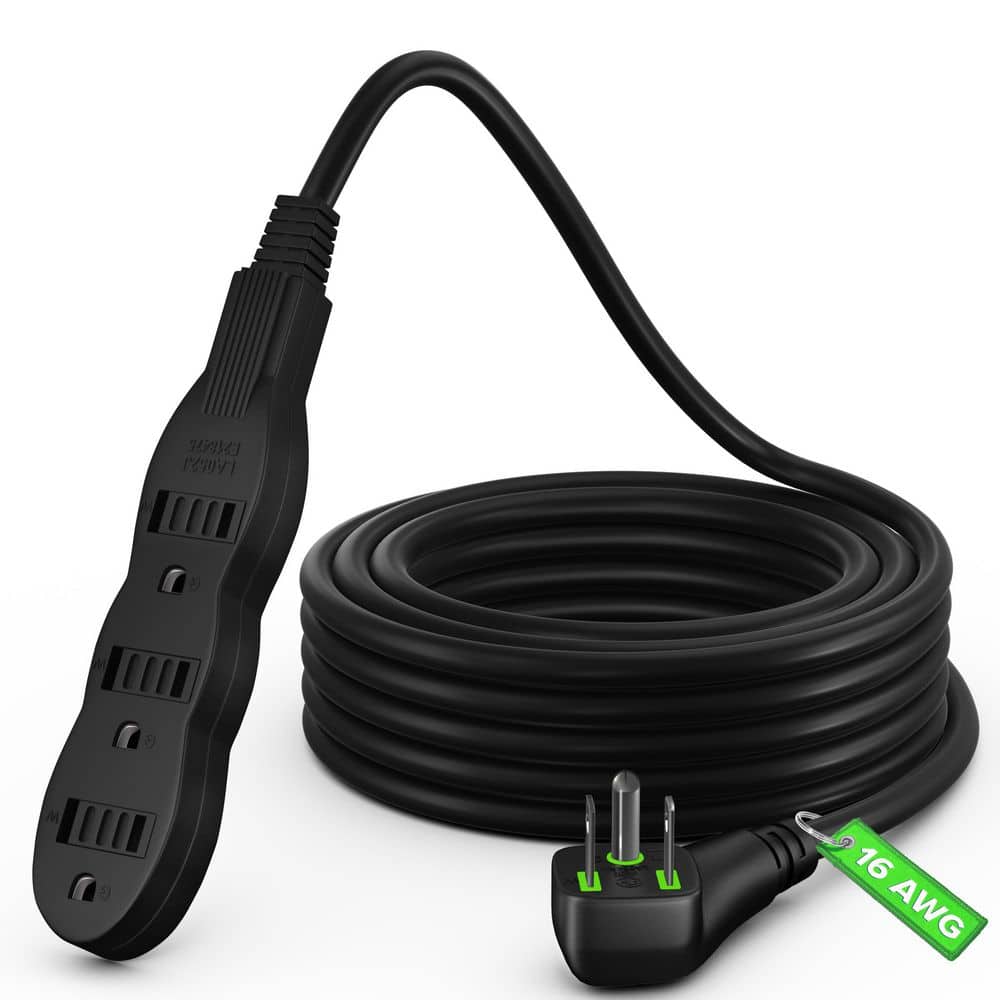 15 ft. 16 / 3 Light Duty Indoor Extension Cord, Angled Plug, 3-Outlet, 13 Amps, Black price history on PriceWatchPro