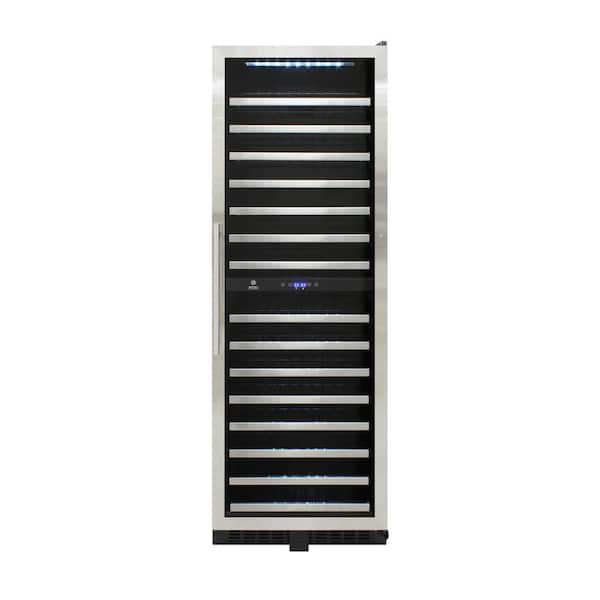 23.5 in. W 150-Wine Bottle Dual-Zone Wine Cooler Stainless Steel