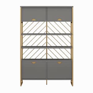 Brielle 72 in. Tall, Graphite Gray, Engineered Wood, Shoe Storage Bookcase with Room Divider