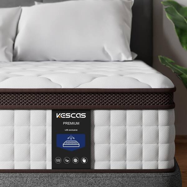 Kescas Full Medium Firm Gel Memory Foam Blend Innerspring Pillow Top 10 in. Mattress