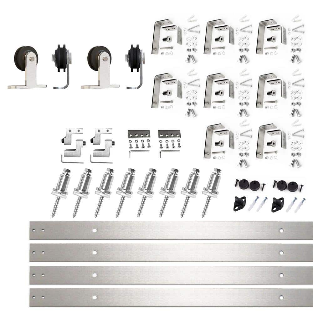 10 ft./120 in. Brushed Nickel Double Track Bypass U-Shape Sliding Barn Door Hardware Kit - T-Shape Design Roller price history on PriceWatchPro