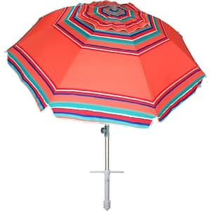 7 ft. Heavy-Duty High Wind Beach Umbrella with sand anchor and Tilt Sun Shelter in Multicolor stripe
