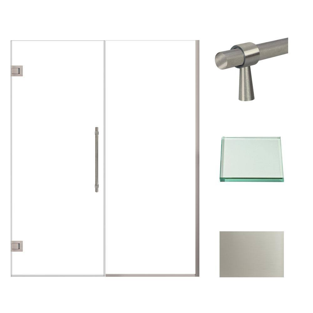 Elizabeth 60" x 76" Frameless Clear Glass Shower Door with Stainless Steel Finish