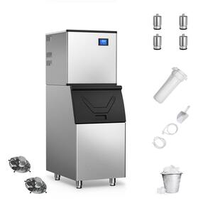 22.3 in. 450 lbs. /24 Hours Split Commercial Ice Maker 300 lbs. Storage Bin in Silver Two packages 156 Ice Cubes/Cycle