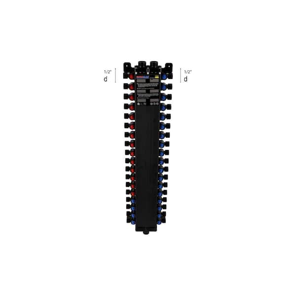 Manabloc 1/2 in. Press x 36 port Polysulfone Distribution Manifold (14 Hot/22 Cold)