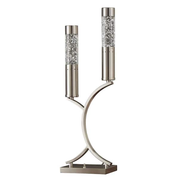 EVERGLADE HOME Carin 30 in. Satin Nickel Table Lamp with Glass Tube