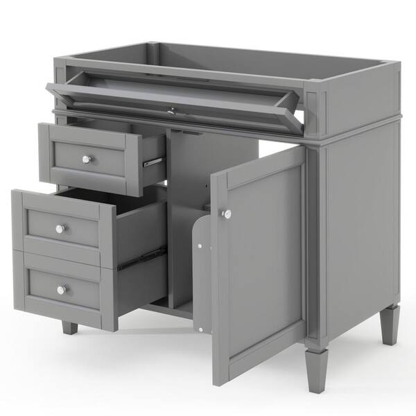 Nestfair 35 in. W x 17.87 in. D x 33 in. H Bath Vanity Cabinet without Top in Gray with 3-Drawers