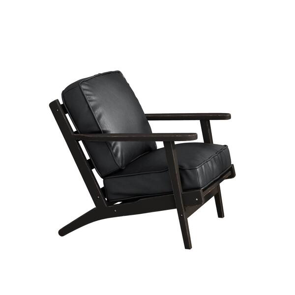 STICKON Black Faux Leather Arm Chair (Set of 1)