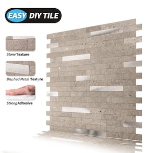 Grey 11.5 in. x 11.5 in. Rectangle Metal Peel and Stick Backsplash Tile (4.6 sq. ft./Pack)