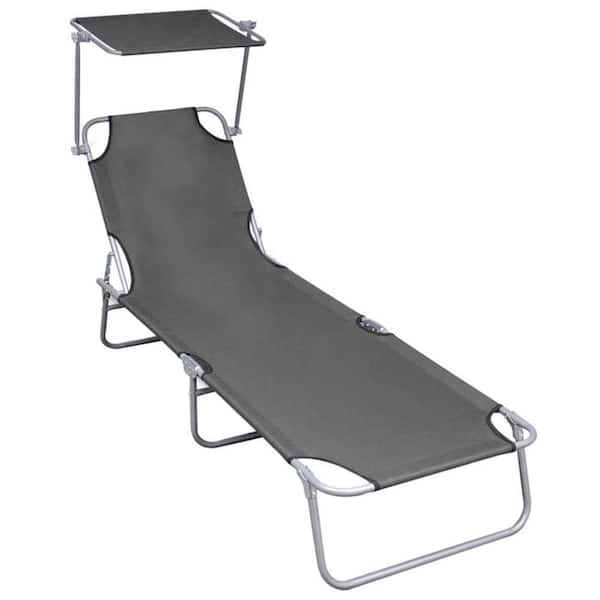 Gray Metal Frame Adjustable Outdoor Chaise Lounge