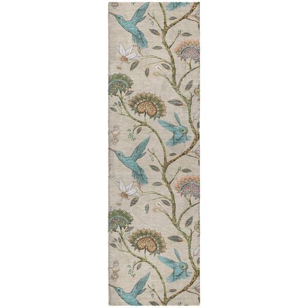 Dream Shag Premium Machine Washable Abstract ADS174 Beige 2 ft. x 7 ft. Runner Rug